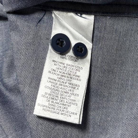 UNTUCKit Chambray Blue Cotton Men's L Long Sleeve Button Down Shirt Casual - Picture 7 of 7